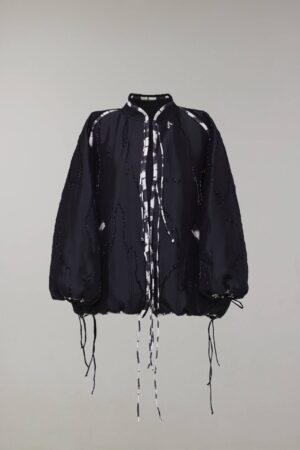 One-sided bomber jacket "adras naqshtli gumbaz" with hand embroidery